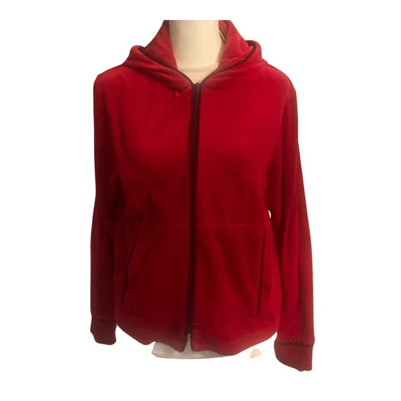 St. John Bay Red Hooded Full Zipper - Picture 2 of 10